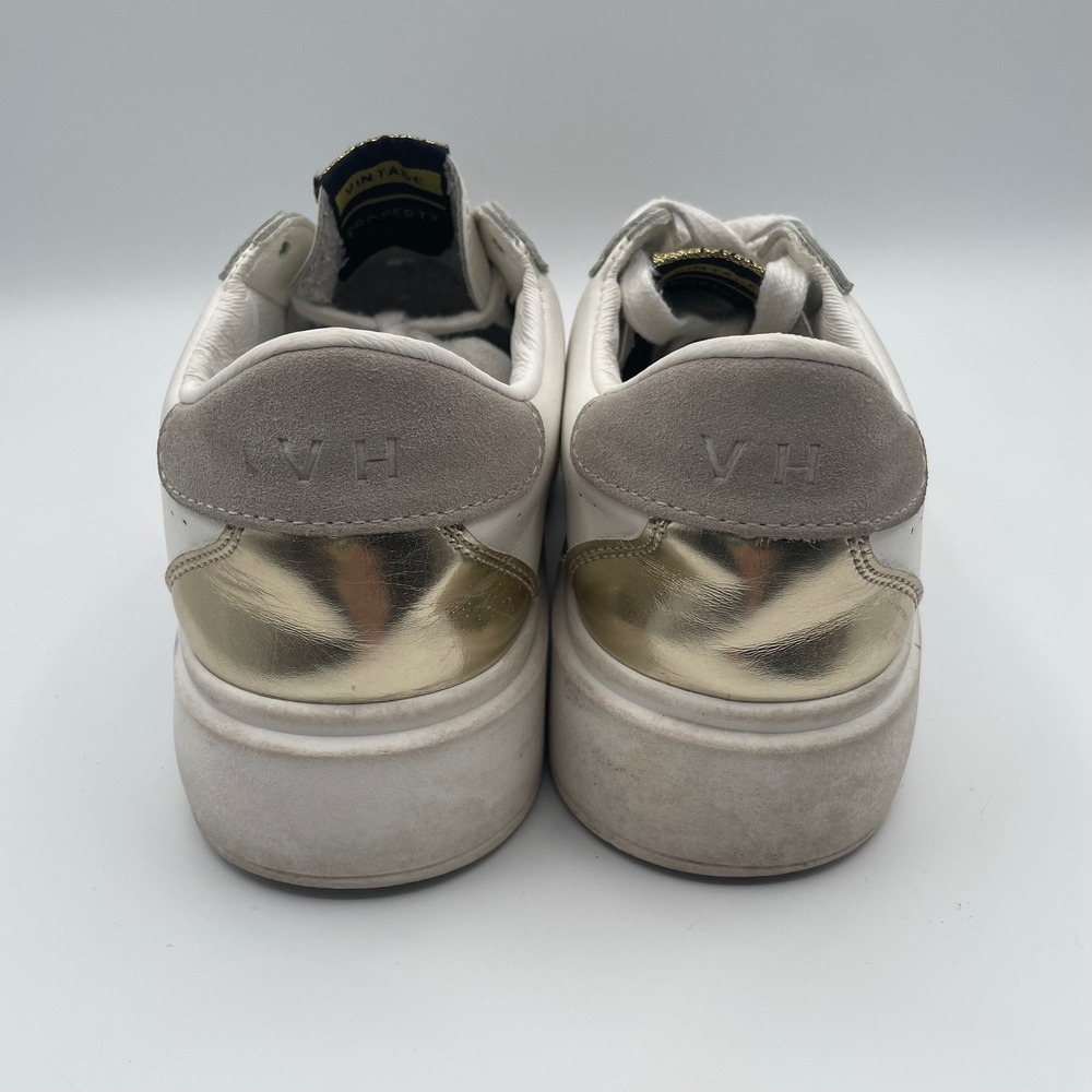 GUC Vintage Havana White Leather Silver Glitter Star Platform Sneakers Womens 7 - Picture 2 of 10